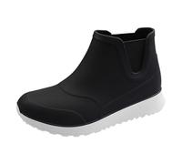 Zapatos mujer zapatillas elegantes impermeables - Botas de lluvia para mujer cortas monocolor antideslizante botas de pesca caña ancha media botas de trabajo botas de tobillo botas de goma botas