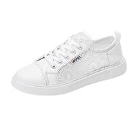 Zapatos Negros 40 Moda Zapatos Casual de Encaje Plano Cómodos Suelas Zapatos Casual de Encaje con Flores Sin Colocación Zapatillas de Deporte Ligero, Color blanco., 41 EU