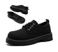 Zapatos negros gruesos para hombre con plataforma Derby, zapatos informales de alta calidad con suela duradera para uso diario, estilo urbano y comodidad durante todo el día, Negro , 43 EU