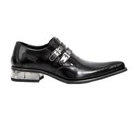 Zapatos Newman NEW ROCK M-2246-S14 De Cuero Negro Con Hebilla Y Tacón De Acero