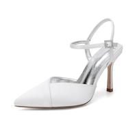 Zapatos Novias Satén con Punta Bodas De 9CM Stilettos Damas Sandalias Graduación Trabajo