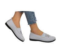Zapatos ortopédicos bordados para mujer, transpirables, sin cordones, ligeros, para el trabajo, para caminar, viajar, senderismo, talla 3-11, gris, 37 EU