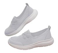 Zapatos ortopédicos cómodos de malla con suela suave para mujer, zapatos cómodos para caminar, tenis antideslizantes para verano 2025, Gray, 39.5 EU