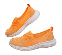 Zapatos ortopédicos cómodos de malla con suela suave para mujer, zapatos cómodos para caminar, tenis antideslizantes para verano 2025, Orange, 39 EU