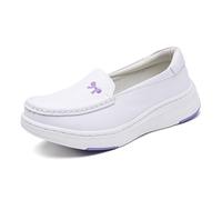 Zapatos Ortopédicos de Enfermería,Cómodo Resistente Al Aceite Y Antideslizante Mocasines Zapatos de Enfermera para Mujer,Respirable Servicio de Comida Zapatos de Cocinero (Color : White, Size : 38 E