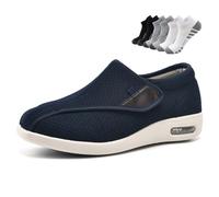 Zapatos ortopédicos de Ocio para Hombres Mayores, Zapatillas Deportivas Transpirables de Horma Ancha diseñadas para prevenir la hinchazón de los pies.(Blue,42EU)
