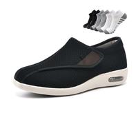 Zapatos ortopédicos de Ocio para Hombres Mayores, Zapatillas Deportivas Transpirables de Horma Ancha diseñadas para prevenir la hinchazón de los pies.(Noir,42EU)