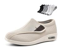 Zapatos ortopédicos de Ocio para Hombres Mayores, Zapatillas Deportivas Transpirables de Horma Ancha diseñadas para prevenir la hinchazón de los pies.(Beige,39 EU)