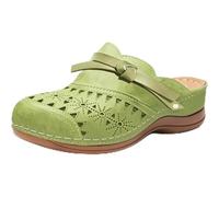Zapatos ortopédicos de punta cerrada con lazo para mujer | Zapatillas de cuña transpirables y ligeras con plataforma hueca, soporte de arco, sandalias para caminar al aire libre, playa