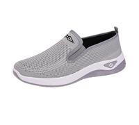 Zapatos ortopédicos de punto para mujer, suela suave, transpirables, para caminar, diabéticos, manos libres, sin cordones, con soporte de arco para mujer, gris, 38.5 EU