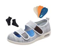 Zapatos Ortopédicos De Verano Para Hombre Transpirables Ajustables Y De Malla Hueca Para Edema Diabético, Zapatos Cómodos Extra Anchos Recuperación Edemas Y Artritis Tras Cirugía(Light Gray,45 EU)
