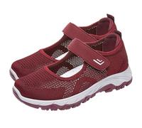 Zapatos ortopédicos mujer ancho H, zapatos de verano ligeros para caminar, rojo, 41 EU