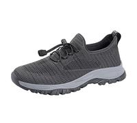 Zapatos ortopédicos para hombre, de malla, ligeros, transpirables, para correr, para exteriores, antideslizantes, con cordones ajustables, para fitness, correr, tenis, gris, 41 EU