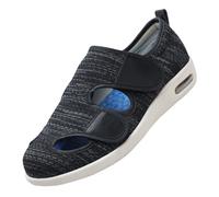 Zapatos ortopédicos para Hombre,Larghe per Piedi Gonfi Scarpe da Passeggio Regolabili La Neuropatia Dolorosa dei Degli Anziani,Black Gray,44