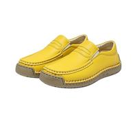 Zapatos ortopédicos para mujer, antideslizantes, con puntera ancha, zapatos de mujer, cómodos, sin dolor, de piel, para correr, para el tiempo libre, ligeros, zapatos deportivos, amarillo, 38 EU
