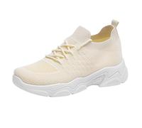 Zapatos ortopédicos para mujer, de ajuste ancho, con cordones, de malla, ligeros, transpirables, de cuña, para correr, informales, antideslizantes, para caminar, con soporte de arco, tenis, beige, 38
