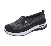 Zapatos ortopédicos para mujer Slip On Sneaker Zapatillas de correr ligeras transpirables Zapatillas deportivas cómodas con soporte de arco, zapatos transpirables para caminar, Negro , 37 EU
