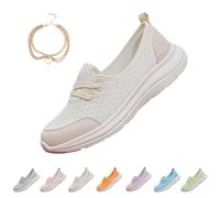 Zapatos ortopédicos para mujer, suela suave de malla, cómodos, zapatos ortopédicos, sin cordones, con soporte de arco para caminar, blanco crema, 41.5 EU