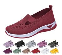 Zapatos ortopédicos para mujer, zapatillas deportivas ligeras sin cordones, con soporte de arco, antideslizantes, de parte superior baja, zapatos ortopédicos para mujer, verano del Reino Unido, vino