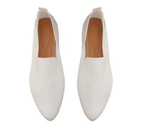 Zapatos ortopédicos para mujer, zapatillas tejidas planas, elegantes, puntiagudas, zapatos de vestir, ligeros, transpirables, informales, calzados, cómodos, hechos a mano, zapatos descalzos, Blanco