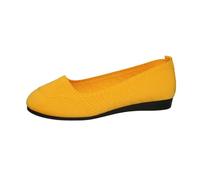 Zapatos ortopédicos para Mujer Zapatos Planos de Punto Transpirables de Boca Baja para Mujer, Malla, Color, Trabajo, náuticos (Yellow, 40)