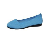Zapatos ortopédicos para Mujer Zapatos Planos de Punto Transpirables de Boca Baja para Mujer, Malla, Color, Trabajo, náuticos (Blue, 37)