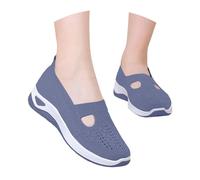 Zapatos ortopédicos para mujer, zapatos sin cordones antideslizantes con malla para mujer, zapatillas de plataforma ortopédica, ligeras y cómodas, azul, 38 EU