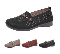 Zapatos ortopédicos tejidos de suela suave para mujer, cómodos, ligeros, de malla de punto, transpirable, parte inferior suave, zapatos casuales sin cordones, Black, 39 EU