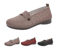 Zapatos ortopédicos tejidos de suela suave para mujer, cómodos, ligeros, de malla de punto, transpirable, parte inferior suave, zapatos casuales sin cordones, café, 38.5 EU