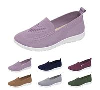 Zapatos ortopédicos tejidos de suela suave para mujer, malla de punto transpirable, parte superior ahuecada, a la moda, planos, antideslizantes, cómodos, ligeros, casuales, flexibles, Pink, 40.5 EU