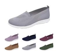 Zapatos ortopédicos tejidos de suela suave para mujer, malla de punto transpirable, parte superior ahuecada, a la moda, planos, antideslizantes, cómodos, ligeros, casuales, flexibles, gris, 37.5 EU