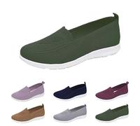 Zapatos ortopédicos tejidos de suela suave para mujer, malla de punto transpirable, parte superior ahuecada, a la moda, planos, antideslizantes, cómodos, ligeros, casuales, flexibles, Green, 40 EU