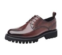 Zapatos Oxford cuero con plataforma for hombre, zapatos vestir italianos lujo, impermeables, cómodos, color marrón(44 EU)