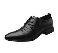 Zapatos Oxford de cuero para hombre, zapatos de vestir, zapatos de boda, con cordones, puntera puntiaguda, zapatos Oxfords Derbys de cuero suave, zapatos de baile de graduación, zapatos de tacón bajo