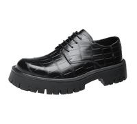 Zapatos Oxford De Negocios con Tacón De Bloque Y Plataforma con Cordones De Cuero For Hombre, Moda con Punta Redonda, Cómoda Suela De Cuero, Vestido De Tacones Medios Antideslizantes(42 EU)