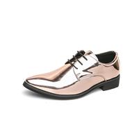 Zapatos Oxford de piel sintética for hombre, calzado con punta en pico, vestido Formal brillante, calzado con cordones for bodas, bailes, eventos informales de negocios(Gold,45 EU)