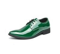 Zapatos Oxford de piel sintética for hombre, calzado con punta en pico, vestido Formal brillante, calzado con cordones for bodas, bailes, eventos informales de negocios(Green,40 EU)