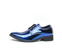 Zapatos Oxford de piel sintética for hombre, calzado con punta en pico, vestido Formal brillante, calzado con cordones for bodas, bailes, eventos informales de negocios(Blue,45 EU)