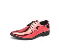 Zapatos Oxford de piel sintética for hombre, calzado con punta en pico, vestido Formal brillante, calzado con cordones for bodas, bailes, eventos informales de negocios(Rot,44 EU)
