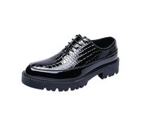 Zapatos Oxford de plataforma con estampado de cocodrilo retro for hombre con tacón de bloque grueso con cordones Zapatos de vestir formales de negocios(Schwarz,43 EU)