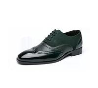 Zapatos Oxford de vestir for hombre con cordones y punta cuadrada Brogue Punta de ala en relieve Cuero Parte superior baja Resistente Antideslizante Baile de fin de curso ( Color : Verde , Size : 40 E