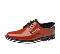 Zapatos Oxford deportivos casuales para hombre, de piel sintética, con cordones, ligeros, para caminar todos los días, Brown, 42 2/3 EU