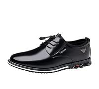 Zapatos Oxford deportivos casuales para hombre, de piel sintética, con cordones, ligeros, para caminar todos los días, Black, 43 1/3 EU