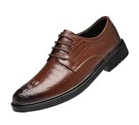 Zapatos Oxford for Hombre Piel cocodrilo con Punta ala y Goma, sin Cordones, for Oficina, Boda, clásicos, con Cordones(Brown,40 EU)