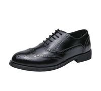 Zapatos Oxford formales dos tonos con punta ala for hombre, cuero español, for graduación, boda, esmoquin, antideslizantes, tacón bloque, goma antideslizante, cómodos, ortopédicos, con cordones.(Noir,