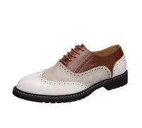 Zapatos Oxford formales punta ala, con parte superior cosida a mano, cuero italiano, con cordones, estilo informal, clásico, for negocios, fiestas, bodas, antideslizantes, informales.(White,38 EU)