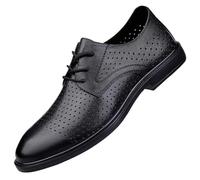 Zapatos Oxford Formales Vestir Transpirables y Huecos for Hombre, Cuero Impermeable, for Oficina, con Goma Antideslizante, Zapatos caña Baja, Zapatos Brogue Oficina clásicos con Cordones(39 EU)