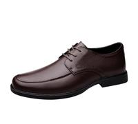 Zapatos Oxford Hombre con Detalles cosidos a Mano, Cuero, con Puntera Oficina, Cordones, Goma Antideslizante, caña Baja for Baile graduación(Brown,38 EU)