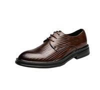 Zapatos Oxford ortopédicos cómodos for Hombre, Piel auténtica, con Cordones, Estilo Brogue, for Negocios, Bodas, Esmoquin, Goma Antideslizante, tacón Bloque, Formales, caña Baja.(Brown,39 EU)