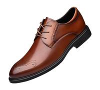 Zapatos Oxford Piel Vegana for Hombre, for Esmoquin, graduación, Boda, Goma Antideslizante, tacón Bloque Antideslizante, Informales, con Cordones y Punta ala.(Brown,43 EU)